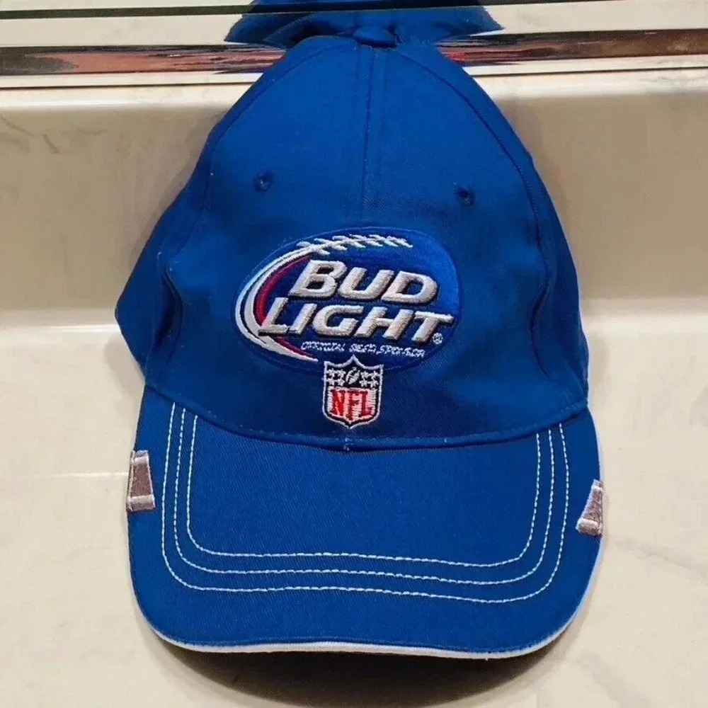 Bud Light Blue NFL Mens Baseball Cap Hat Adjustable